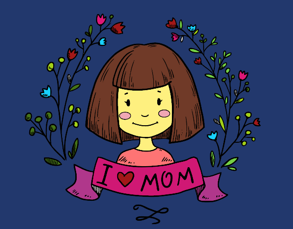Coloring page I love mom painted byKArenLee