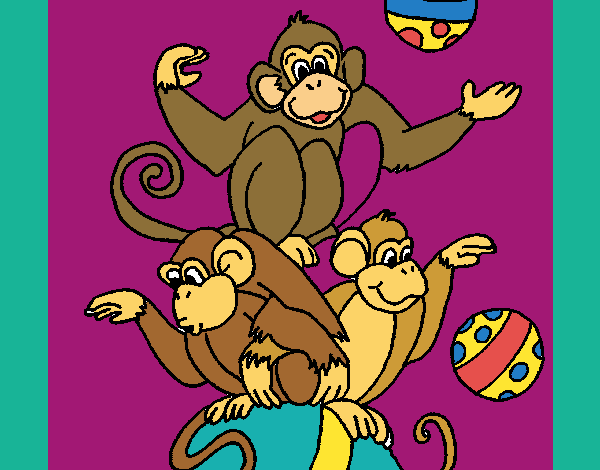 Coloring page Juggling monkeys painted byKArenLee