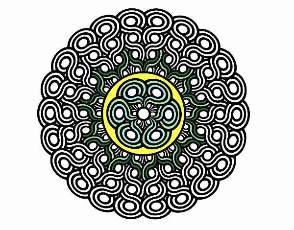 Coloring page Mandala braided painted byd33d33
