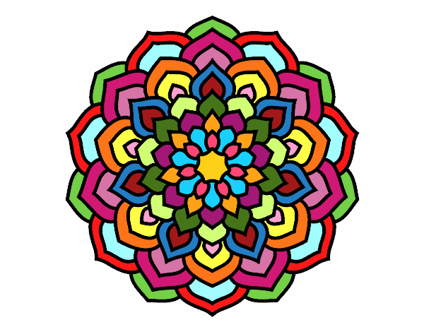 Coloring page Mandala flower petals painted bymollyr