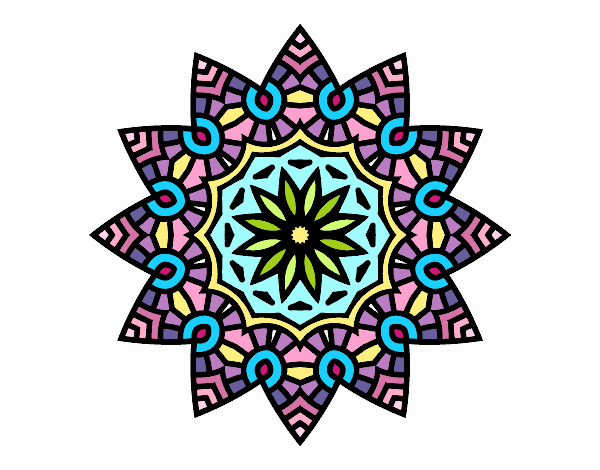 Coloring page Mandala flowery star painted byCaryAnn