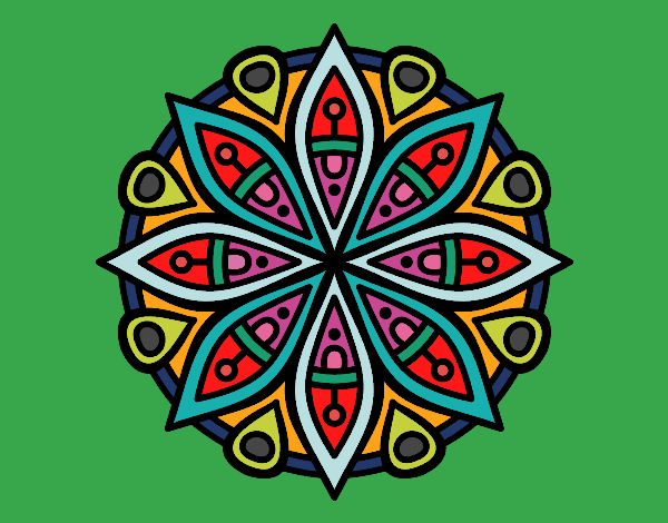 Coloring page Mandala for the concentration painted byKArenLee
