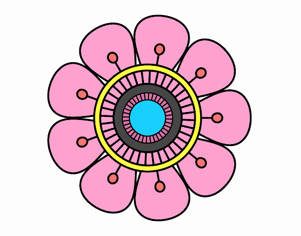 Coloring page Mandala in flower shape painted byGracesGran