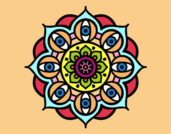 Coloring page Mandala open eyes painted byKArenLee