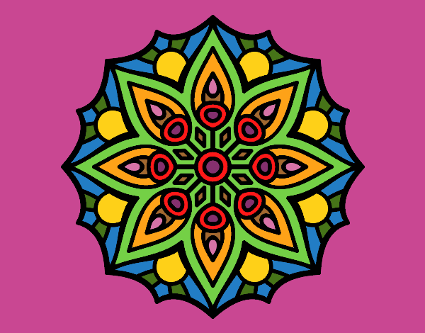 Coloring page Mandala simple symmetry  painted byKArenLee