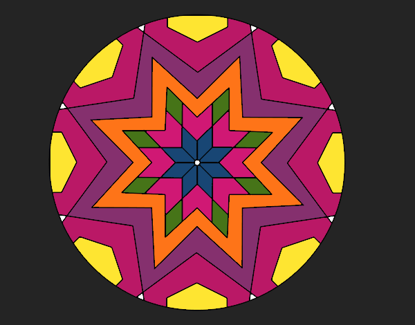 Coloring page Mandala star mosaic painted byKArenLee
