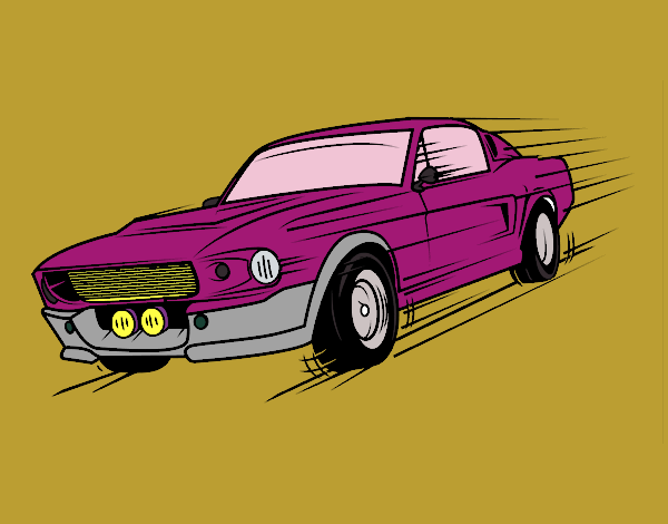 Coloring page Mustang retro style painted byKArenLee