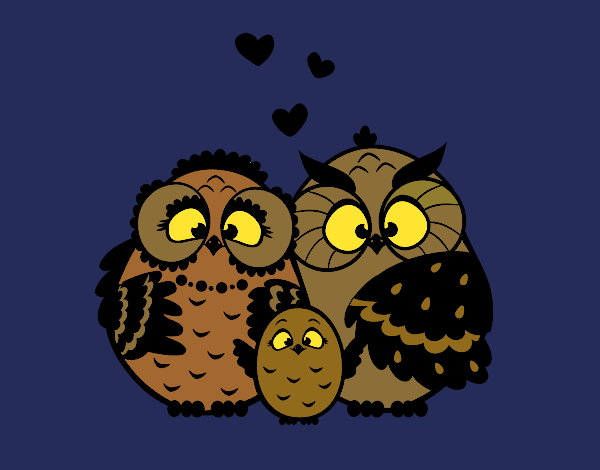 Coloring page Owls family painted byKArenLee