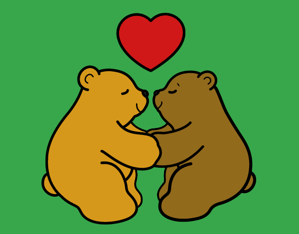 Coloring page Polar Bears in love painted byKArenLee