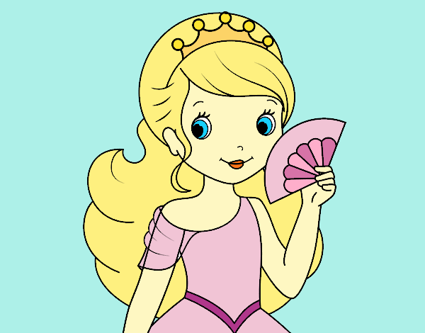 Coloring page Princess and Hand fan painted byKArenLee