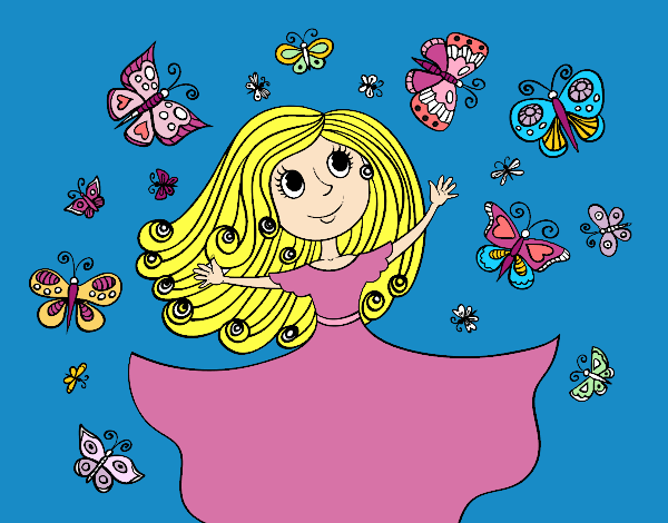 Coloring page Princess of butterflies painted byKArenLee