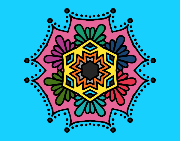 Coloring page Symmetrical flower mandala painted byKArenLee