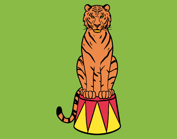 Coloring page Tiger of circus painted byKArenLee