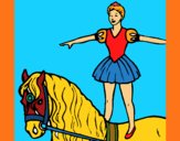 Coloring page Trapeze artist on a horse painted bymindella