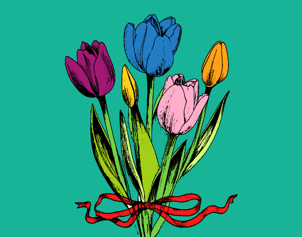Coloring page Tulips with a bow painted byKArenLee