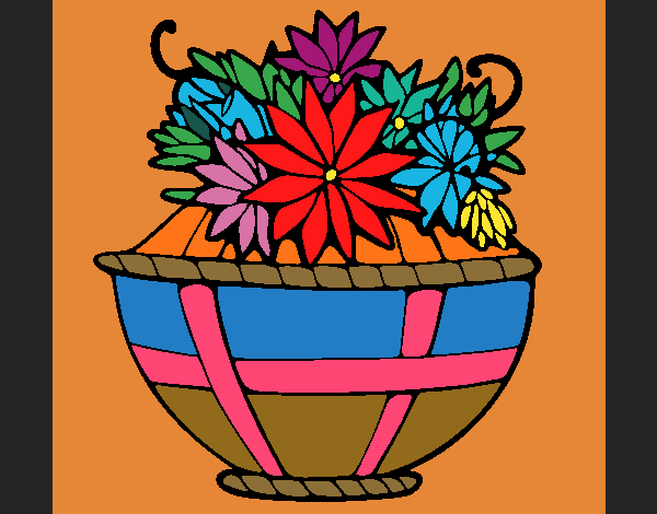 Coloring page Basket of flowers 11 painted byKArenLee