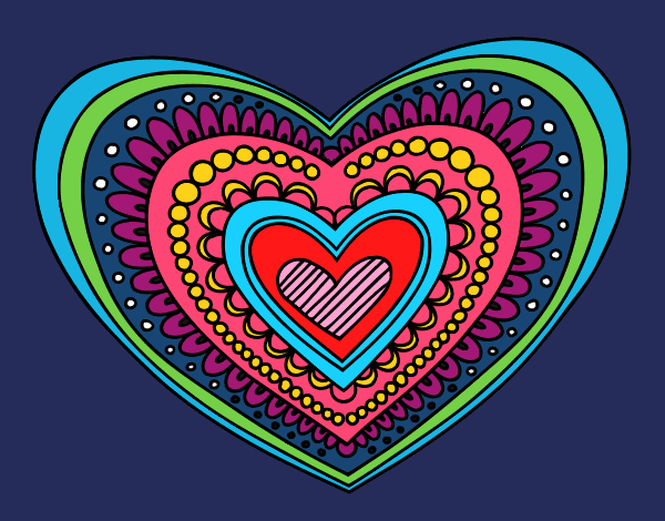 Coloring page Heart mandala painted byKArenLee