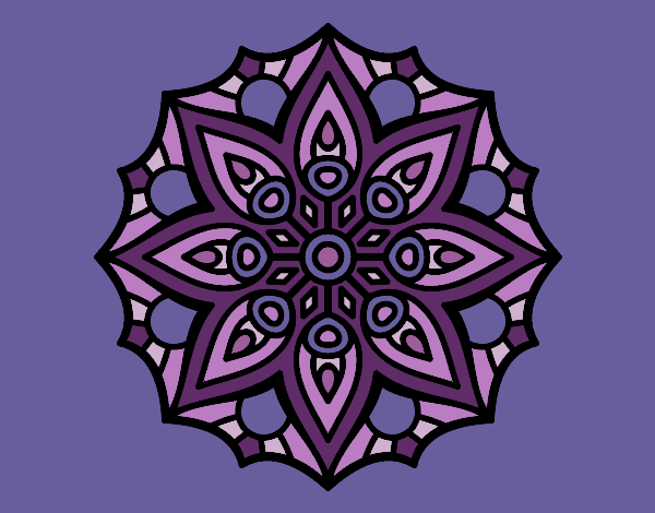 Coloring page Mandala simple symmetry  painted byneidamac