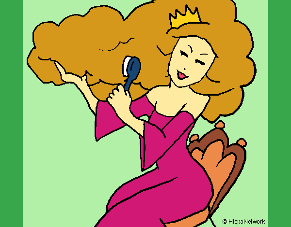 Coloring page Princess brushing her hair painted byKArenLee