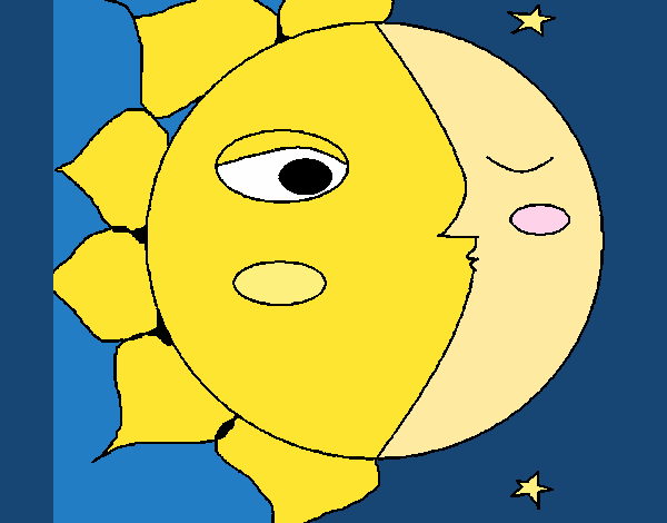Coloring page Sun and moon 3 painted byKArenLee