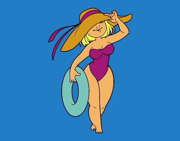 Coloring page Woman on beach painted byKArenLee