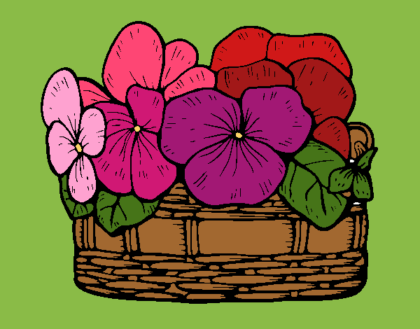 Coloring page Basket of flowers 12 painted byJennifer 