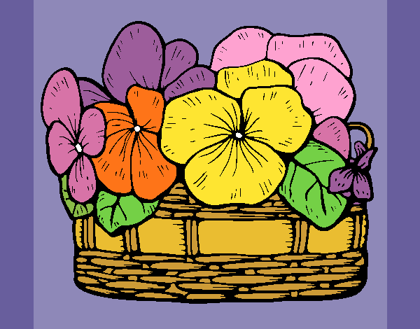 Coloring page Basket of flowers 12 painted byKArenLee