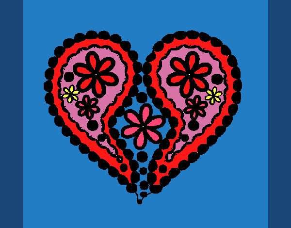 Coloring page Heart of flowers painted byKArenLee