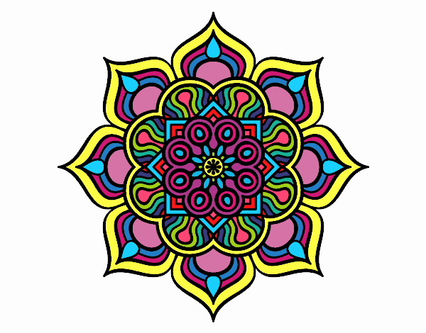Coloring page Mandala flower of fire painted byCaryAnn