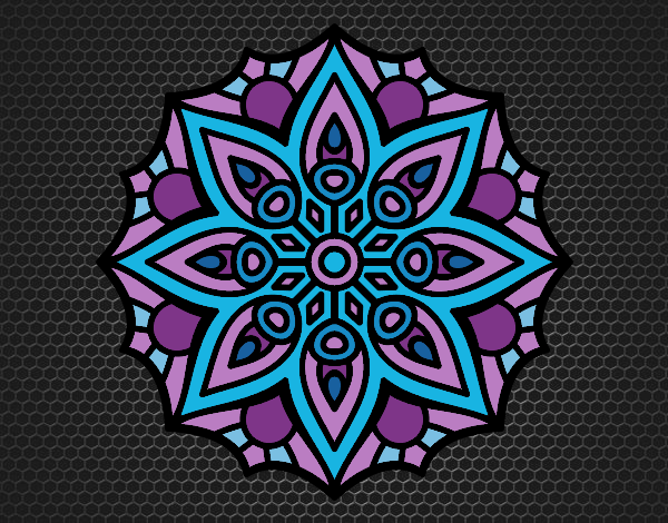 Coloring page Mandala simple symmetry  painted byCrazyDevil