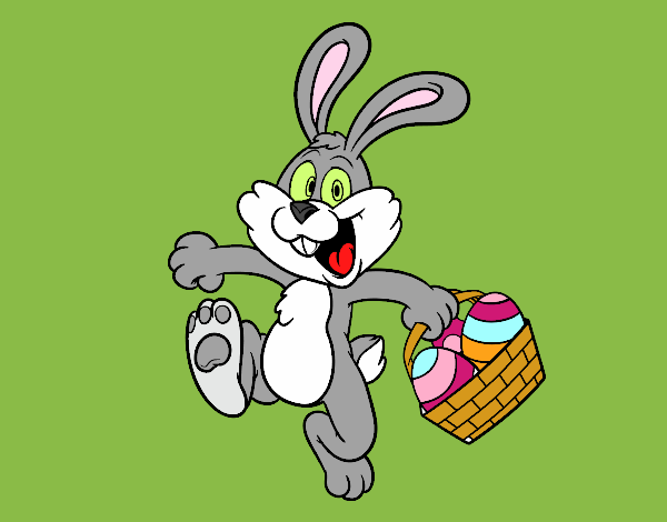 Coloring page Rabbit searching easter eggs painted byKArenLee