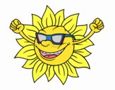 Coloring page The sun with sunglasses painted byCaryAnn