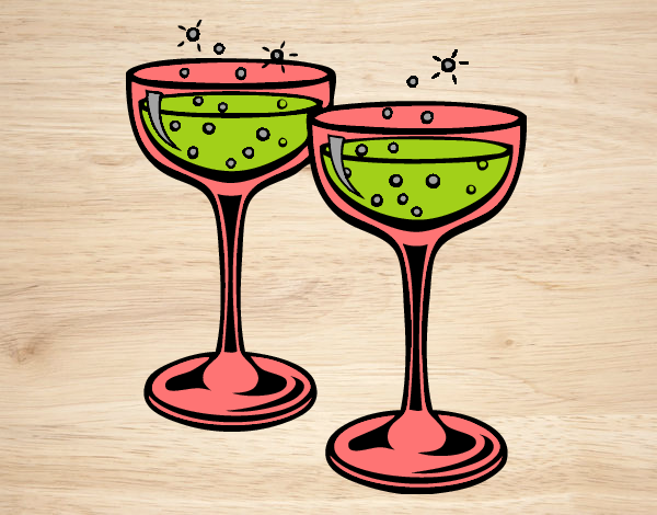 Coloring page Champagne glasses painted byvaishu
