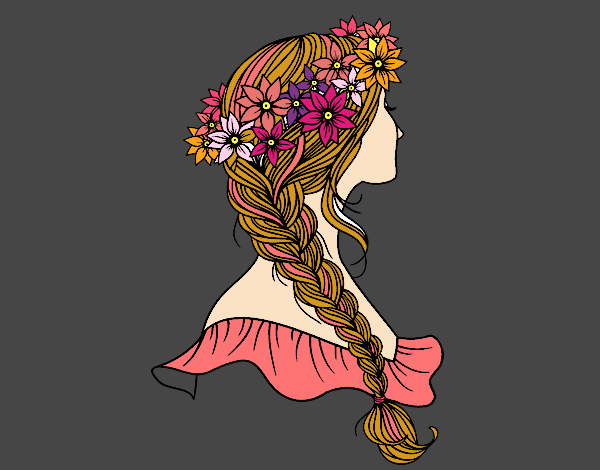 beauty ful coloured flowers  and amazing hair style