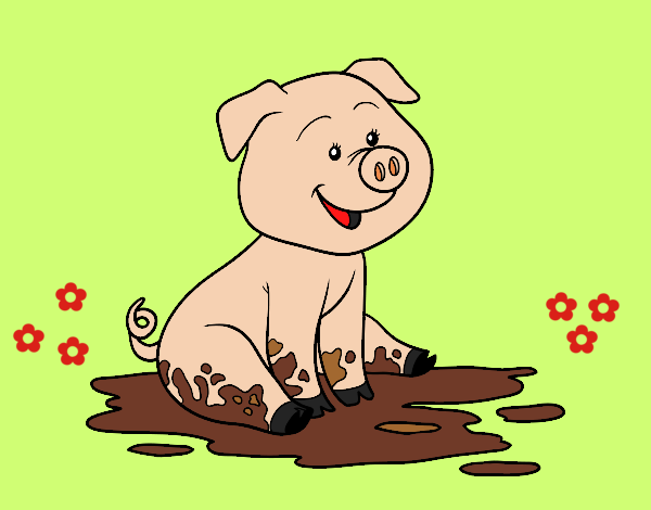 Coloring page Pig in mud painted bybarbie_kil