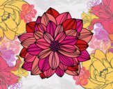 Coloring page Dahlia flower painted byNikkiZic