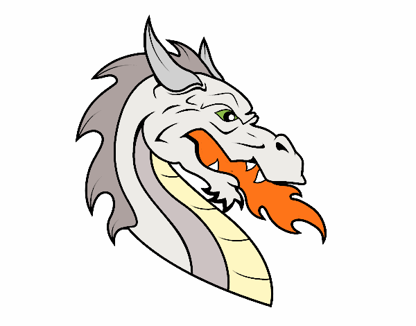 Coloring page European dragon head painted byGreyWolf