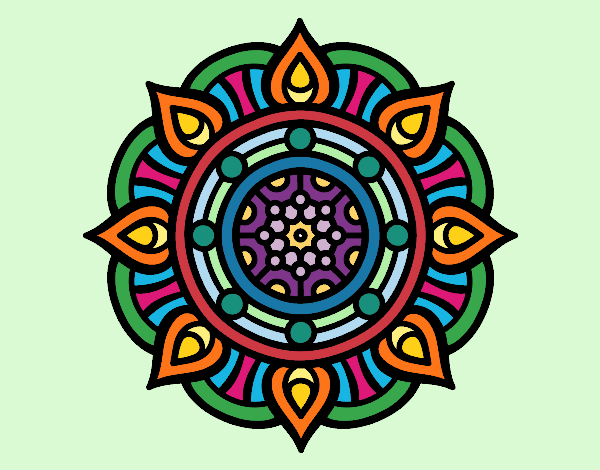 Coloring page Mandala fire points painted byChristy