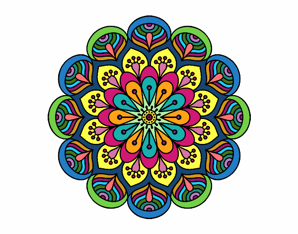 Coloring page Mandala flower and sheets painted byNikkiZic