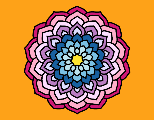 Coloring page Mandala flower petals painted byChristy