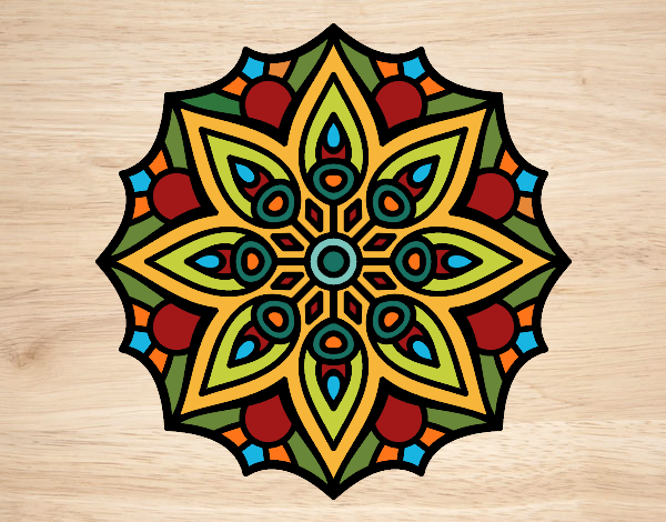 Coloring page Mandala simple symmetry  painted byNikkiZic