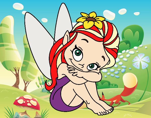 Coloring page Fairy sitting painted byBeautyWWE