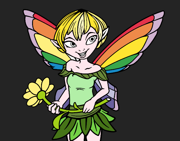 Coloring page Fairy with daisy  painted byangieweave