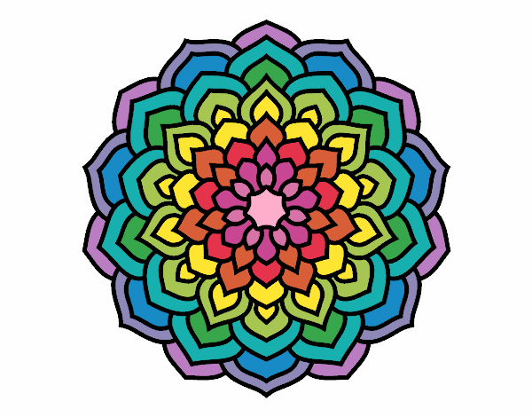 Coloring page Mandala flower petals painted byangieweave
