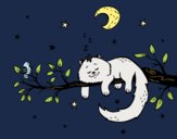 Coloring page The cat and the moon painted byShannonA