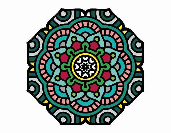 Coloring page Mandala conceptual flower painted byAdrijana