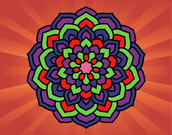Coloring page Mandala flower petals painted byBeautyWWE