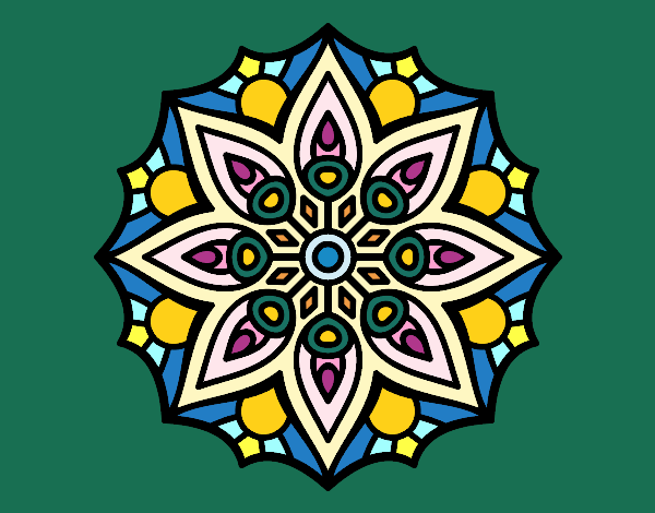 Coloring page Mandala simple symmetry  painted byalexuprise