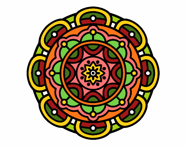 Coloring page Mandala for mental relaxation painted byBobbie