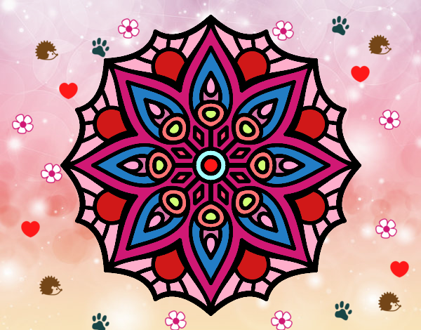 Coloring page Mandala simple symmetry  painted byjoshtyler